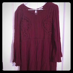 JOBIFL Maroon/Burgundy Babydoll Dress